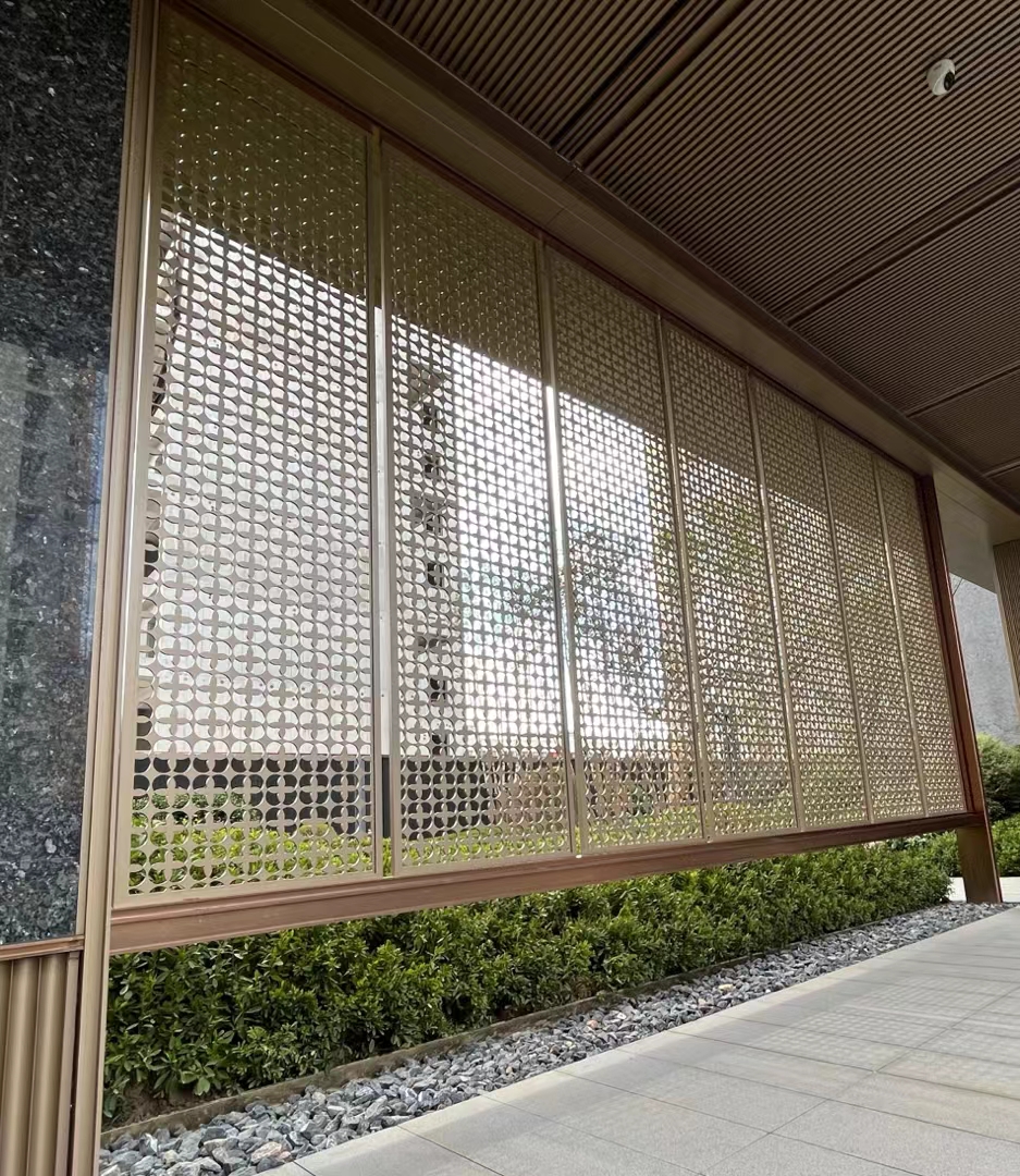 Backlit perforated aluminum wall