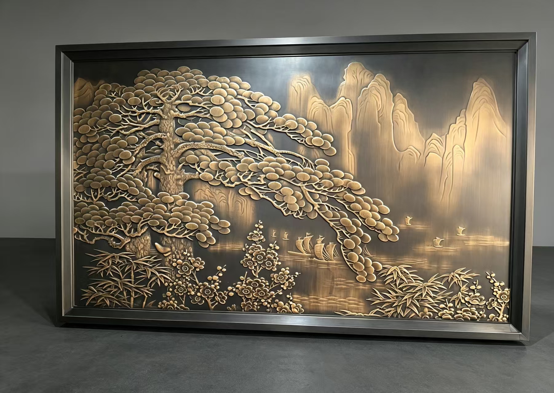 Landscape aluminum relief feature wall