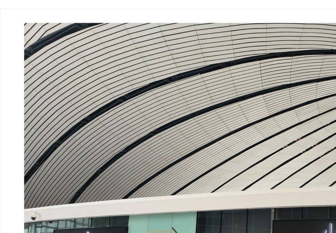 Curved aluminum honeycomb panel ceiling